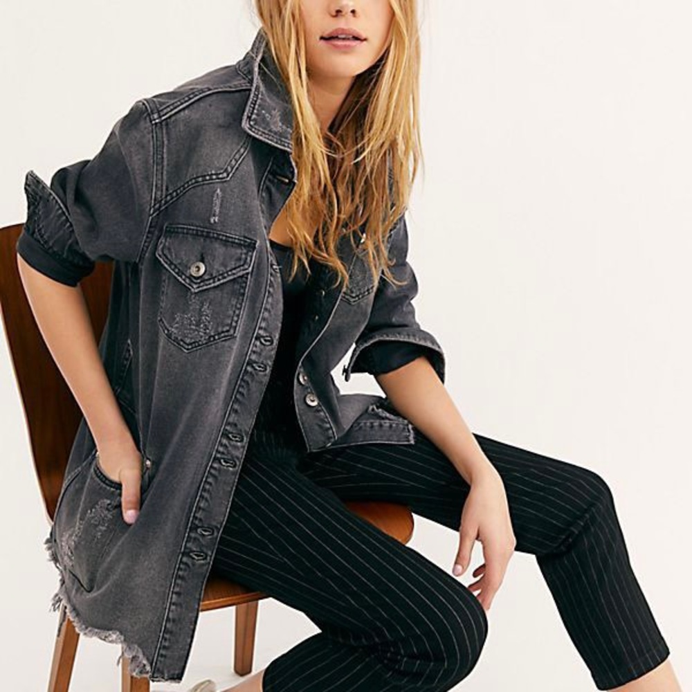 Free People Moonchild Distressed Denim Jacket